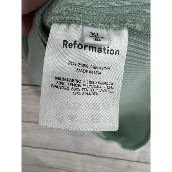 Reformation‎ Ruffled Strap Ribbed Bodysuit Women's Size XL Green/Gray - Picture 7 of 10